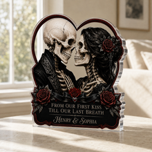 Personalized Gothic Skeleton Couple Acrylic Plaque – Dark Romance Anniversary Gift