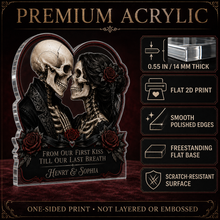 Personalized Gothic Skeleton Couple Acrylic Plaque – Dark Romance Anniversary Gift