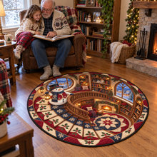 Personalized Christmas Round Mat – Enchanting 3D Illusion &amp; Cozy Quilted Velvet