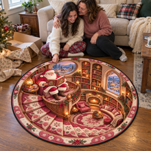 Personalized Christmas Round Mat – Enchanting 3D Illusion &amp; Cozy Quilted Velvet