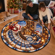 Personalized Christmas Round Mat – Enchanting 3D Illusion &amp; Cozy Quilted Velvet