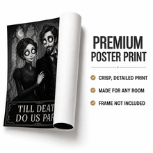 Personalized Gothic Couple Poster from Photo, Halloween Anniversary Gift, Till Death Do Us Part