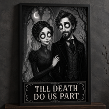 Personalized Gothic Couple Poster from Photo, Halloween Anniversary Gift, Till Death Do Us Part