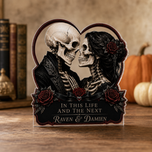 Personalized Gothic Skeleton Couple Acrylic Plaque – Dark Romance Anniversary Gift