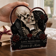 Personalized Gothic Skeleton Couple Acrylic Plaque – Dark Romance Anniversary Gift