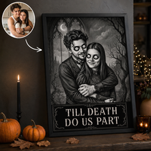 Personalized Gothic Couple Poster from Photo, Halloween Anniversary Gift, Till Death Do Us Part