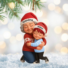 Personalized Grandma & Grandkids Christmas 3D effect Ornament – A Heartwarming Hug for the Holiday Tree!